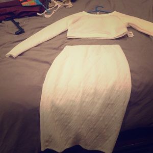 Off white cropped top and skirt combo